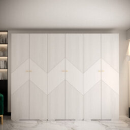 Arte Manhattan Ii Versatile Spacious Hinged Door Wardrobe W3000mm H2370mm D470mm - Elegant White, 6 Doors, 30 Shelves - thumbnail 2