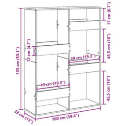 Berkfield Room Divider Concrete Grey 100X33X135 Cm Engineered Wood - thumbnail 9