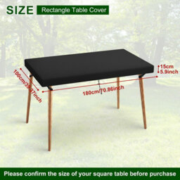 Garden Table Cover, Patio Rectangular Waterproof And Easy To Clean For Outdoor Indoor Use, Black, 180X100X15Cm - thumbnail 3