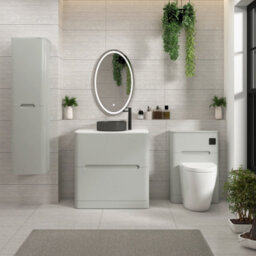 Royal Bathrooms Venice 800mm Dove Grey Freestanding Bathroom Countertop Vanity Unit 2 Drawer With Art Round Basin - thumbnail 4
