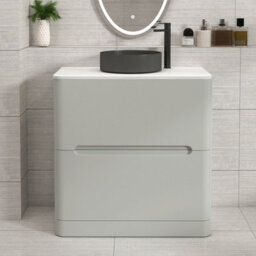 Royal Bathrooms Venice 800mm Dove Grey Freestanding Bathroom Countertop Vanity Unit 2 Drawer With Art Round Basin - thumbnail 1