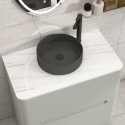 Royal Bathrooms Venice 800mm Dove Grey Freestanding Bathroom Countertop Vanity Unit 2 Drawer With Art Round Basin - thumbnail 6
