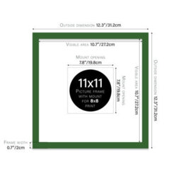 "11X11"" Green Picture Frame - 11X11"" Square Frame With 8X8"" Mount For 11X11""/8X8"" Pictures Art Deco Style Room Decor, 1 Pack" - thumbnail 2