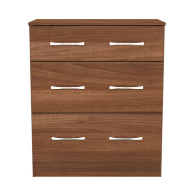 Hampshire 3 Drawer Deep Chest Of Drawers In Noche Walnut (Ready Assembled) - image 1
