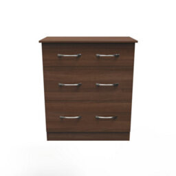 Hampshire 3 Drawer Deep Chest Of Drawers In Noche Walnut (Ready Assembled) - thumbnail 2