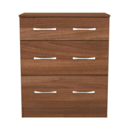 Hampshire 3 Drawer Deep Chest Of Drawers In Noche Walnut (Ready Assembled) - thumbnail 1