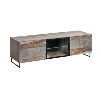 "Arte Plank 150Cm Tv Cabinet In Canyon Manor Oak - Industrial Led Media Unit For Tvs Up To 65""" - image 1