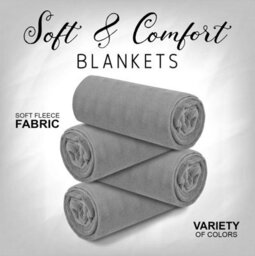 Ameha Fleece Plain Blanket, Lightweight & Reversible Throw For Travel, Bed & Sofa Blanket, Silver Double 150X200Cm - thumbnail 3