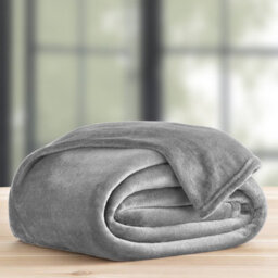 Ameha Fleece Plain Blanket, Lightweight & Reversible Throw For Travel, Bed & Sofa Blanket, Silver Double 150X200Cm - thumbnail 7