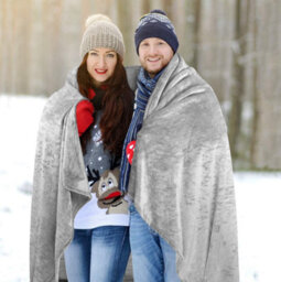 Ameha Fleece Plain Blanket, Lightweight & Reversible Throw For Travel, Bed & Sofa Blanket, Silver Double 150X200Cm