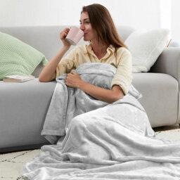 Ameha Fleece Plain Blanket, Lightweight & Reversible Throw For Travel, Bed & Sofa Blanket, Silver Double 150X200Cm - thumbnail 9
