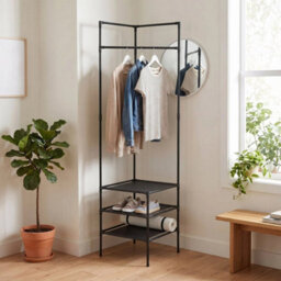 3 Tier Clothes Rack Shoe Storage Coat Stand Entryway Corner Garment Hanger - thumbnail 2