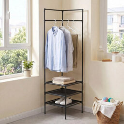 3 Tier Clothes Rack Shoe Storage Coat Stand Entryway Corner Garment Hanger - thumbnail 4
