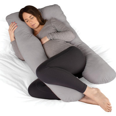 Dreamcatcher U Shaped Pregnancy Pillow Grey, Maternity Cushion Machine Washable & Removable Velvet Cover - image 1