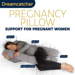 Dreamcatcher U Shaped Pregnancy Pillow Grey, Maternity Cushion Machine Washable & Removable Velvet Cover - thumbnail 2