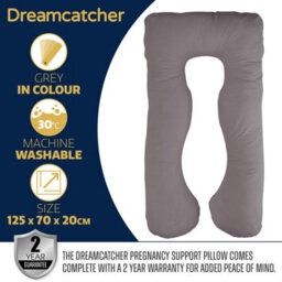 Dreamcatcher U Shaped Pregnancy Pillow Grey, Maternity Cushion Machine Washable & Removable Velvet Cover - thumbnail 6