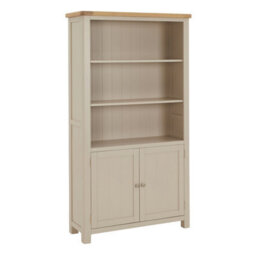 The Furniture Market Marbury Putty Grey Painted Tall Wide Bookcase With 2 Door Cupboard - thumbnail 4