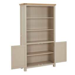 The Furniture Market Marbury Putty Grey Painted Tall Wide Bookcase With 2 Door Cupboard - thumbnail 5