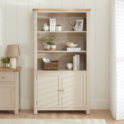 The Furniture Market Marbury Putty Grey Painted Tall Wide Bookcase With 2 Door Cupboard - thumbnail 2