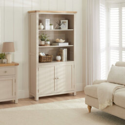 The Furniture Market Marbury Putty Grey Painted Tall Wide Bookcase With 2 Door Cupboard - thumbnail 3