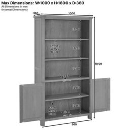 The Furniture Market Marbury Putty Grey Painted Tall Wide Bookcase With 2 Door Cupboard - thumbnail 9