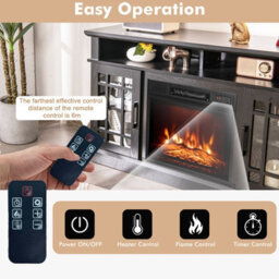 Costway Fireplace Tv Stand Set For 55 Inches W/ 2000W Electric Fireplace Insert-Black - thumbnail 6