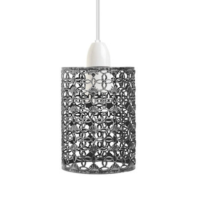 Brushed Silver Drum Lampshade Modern Retro Style Metal Light Shade For Ceiling Pendant Or Table Lamps - image 1