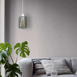 Brushed Silver Drum Lampshade Modern Retro Style Metal Light Shade For Ceiling Pendant Or Table Lamps - thumbnail 2