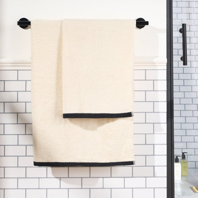 Ohs 4 X Border Trim Premium Cotton Bath Towel Sheet Soft Absorbent - Cream - image 1