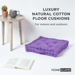 Homescapes Cotton Purple Floor Cushion, 40 X 40 Cm - thumbnail 2
