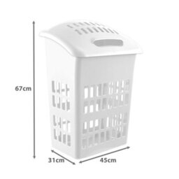 Simpa 60L Upright White High Gloss Plastic Laundry Basket - thumbnail 2