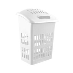 Simpa 60L Upright White High Gloss Plastic Laundry Basket