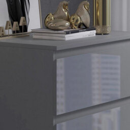 Grey Gloss Front 3 Drawer Chest Of Drawers Bedside Cabinet Bedroom Matt Frame - thumbnail 4