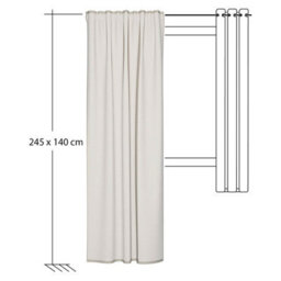 Bricoflor Semi-Sheer Curtain With Concealed Loops  - Beige-Cream - 2,45 X 1,40 M - Plain - thumbnail 6