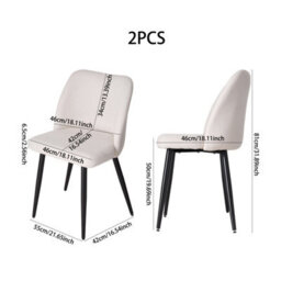 Living And Home Set Of 2 White Linen Upholstered Dining Chairs - thumbnail 5