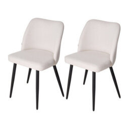 Living And Home Set Of 2 White Linen Upholstered Dining Chairs