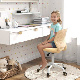 Gainoom Kids Ergonomic Study Chair Yellow Adjustable Height School Desk Chair Rolling Swivel - thumbnail 4