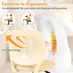Gainoom Kids Ergonomic Study Chair Yellow Adjustable Height School Desk Chair Rolling Swivel - thumbnail 2
