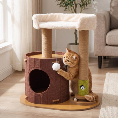 Living And Home Cat Tree With Scratching Posts And Toy, 59Cm H - image 1