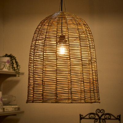 Dibor Traditional Style Wicker Bell Pendant Ceiling Light Shade - image 1