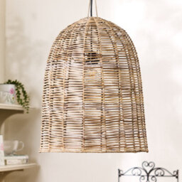 Dibor Traditional Style Wicker Bell Pendant Ceiling Light Shade - thumbnail 3