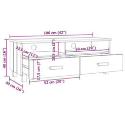 Berkfield Tv Cabinet White 106X40X40 Cm Solid Wood Pine - thumbnail 8