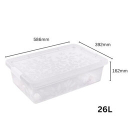 B2C Underbed Storage Box Low Container With Secure Lid Clips 26L Plastic Organizer Clear - thumbnail 6