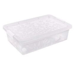 B2C Underbed Storage Box Low Container With Secure Lid Clips 26L Plastic Organizer Clear - thumbnail 3