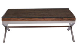 Orsina Natural Wood Coffee Table With Cross Base Design, Rectangular Wooden Table For Livingroom, Solid Mango Wood - thumbnail 3