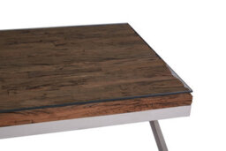 Orsina Natural Wood Coffee Table With Cross Base Design, Rectangular Wooden Table For Livingroom, Solid Mango Wood - thumbnail 4