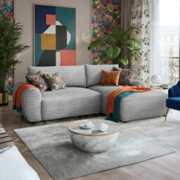 Bello L Shape Sofa Bed With Bedding Storage Contoured Cushions Modern Living Room Corner Settee Furnipol Grey Right - thumbnail 2