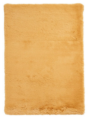 Mustard Shaggy Rug, Plain Rug With 80mm Thickness, Anti-Shed Modern Mustard Rug For Bedroom, & Diningroom-150Cm X 230Cm - image 1