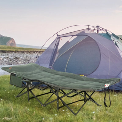 Outsunny Camping Bed W/ Carry Bag, Magazine Bag & Cup Holder, Grey - image 1