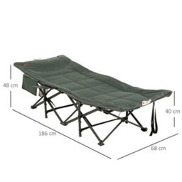 Outsunny Camping Bed W/ Carry Bag, Magazine Bag & Cup Holder, Grey - thumbnail 3